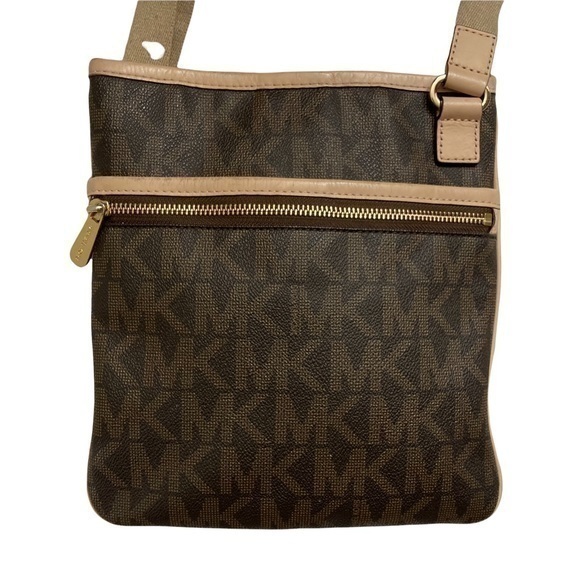 Michael kors brown signature mk crossbody messenger bag